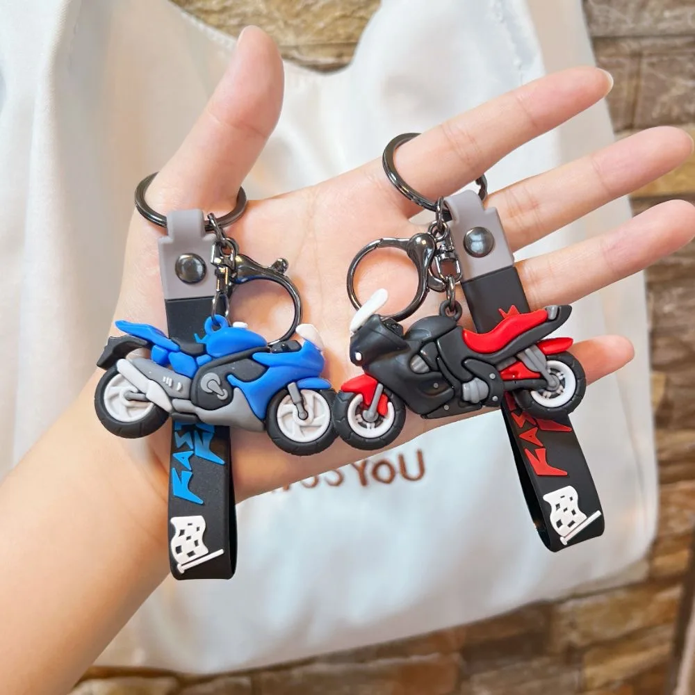 シリコン製バイクキーホルダー、クリエイティブなキーチェーンアクセサリー、車の鍵、バッグペンダント、クールなバイクキーリングギフト