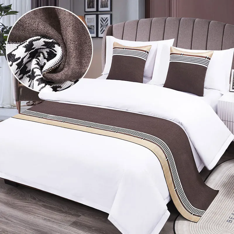 Cotton Bed Runner Scarf Bed Tail Towel Home Hotel Bedroom Bedding Decor Bedding Single Queen King Bed Cover Towel