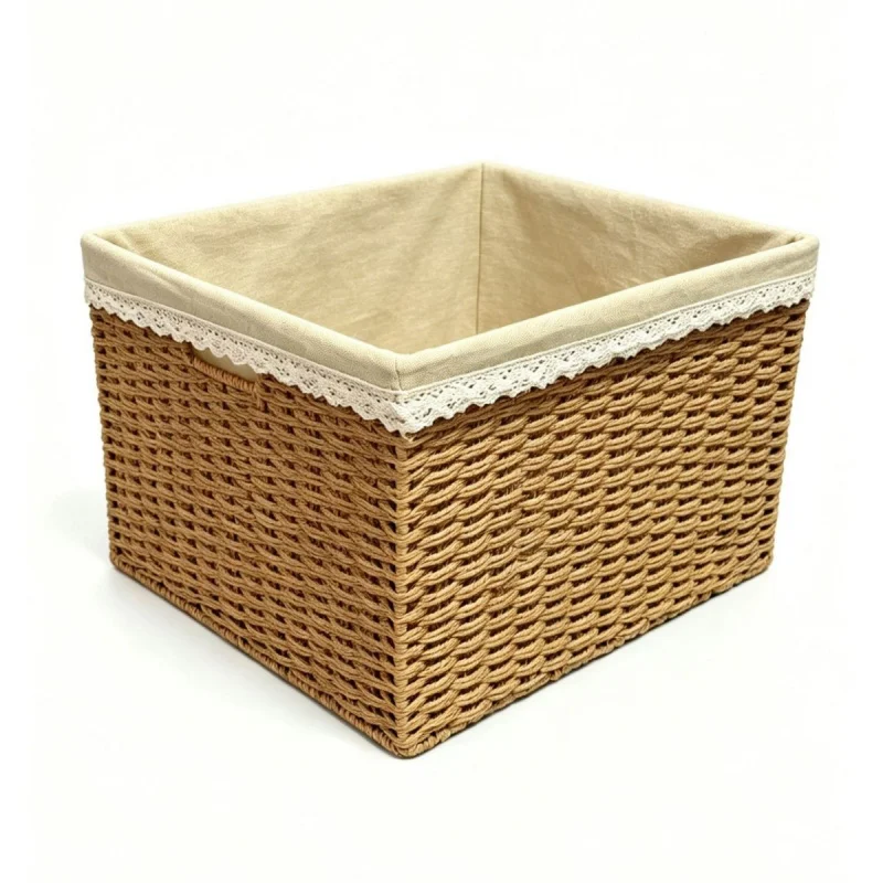 

Handwoven Wicker Storage Basket with Lid, Rattan Woven Organizer Bin for Home Use, Storage Box for Clothes Toys Snacks Sundries