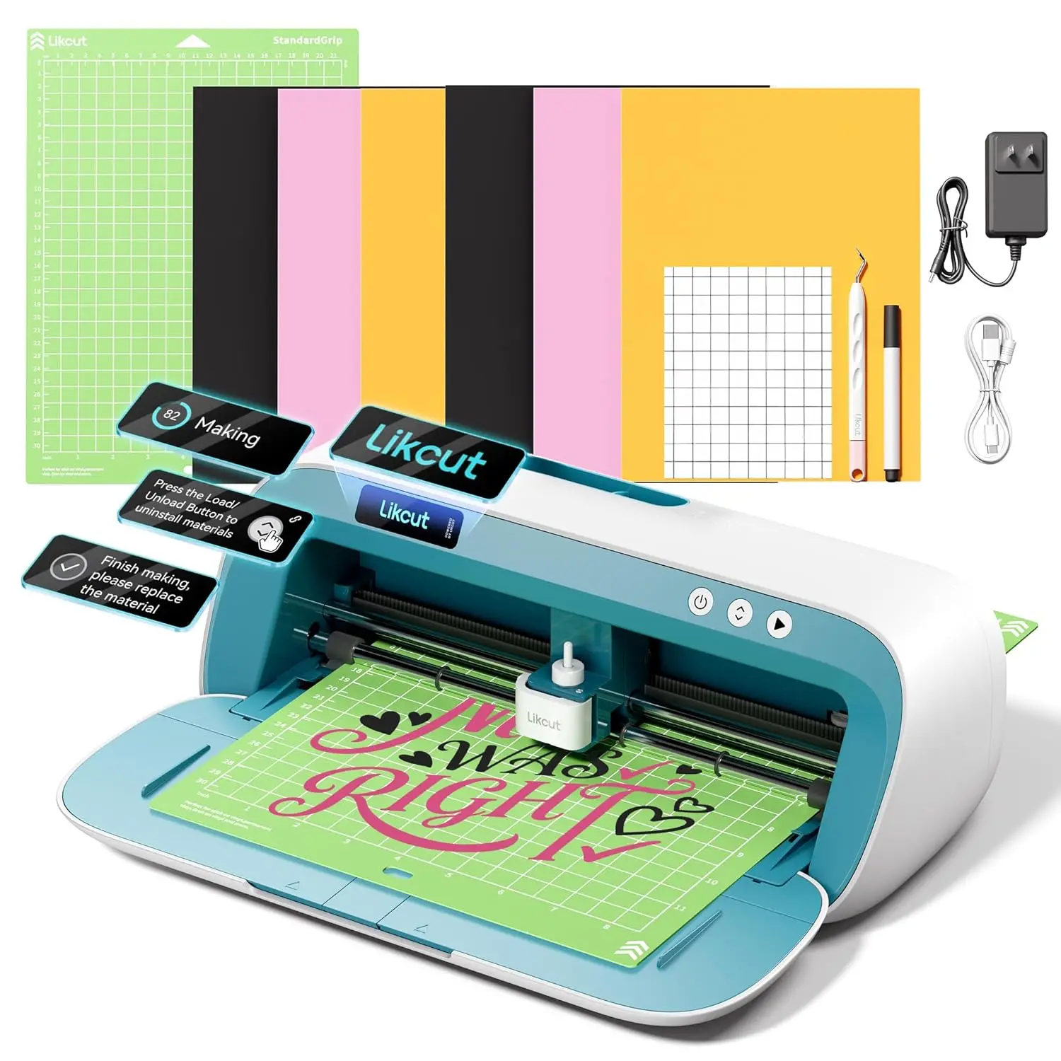 

S41 Vinyl Cutter Machine with Print Then Cut Essential Starter Bundle for DIY Crafts Smart Sticker Maker Machine for Room