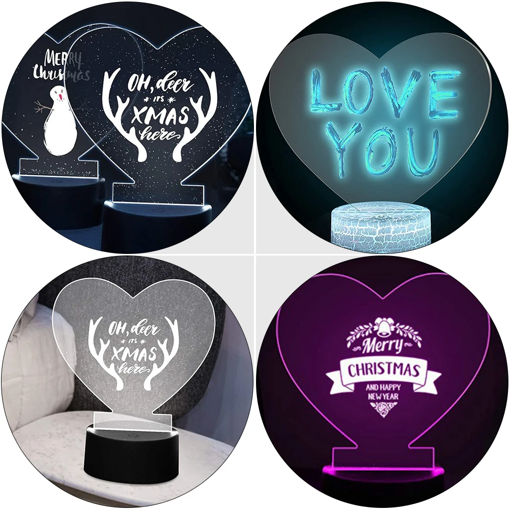 

5pcs Heart-Shaped Acrylic Lamp Sheets Durable Light Base Boards Creative Diy Led Holder Sheets Sturdy Portable Decorative Night