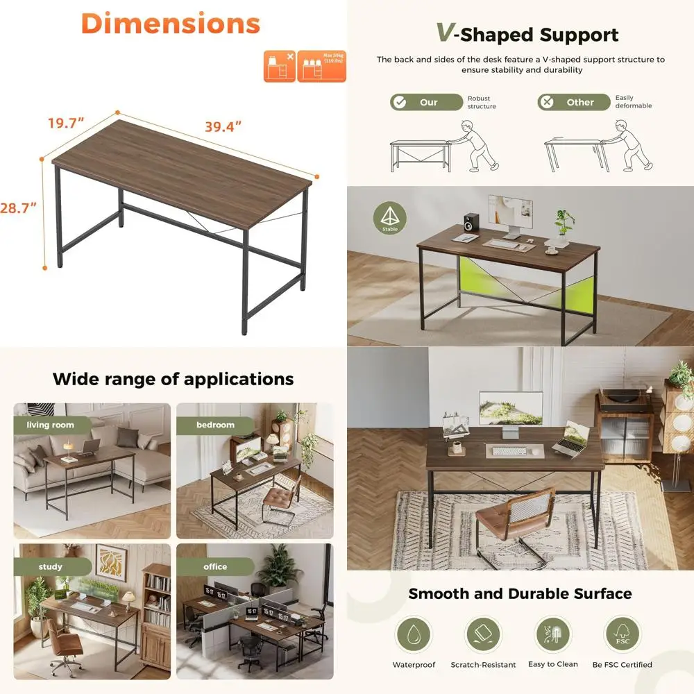 

Compact Study Desk for Home Office, Gaming, and Small Spaces - 40x19.7 Simple Style Writing Table