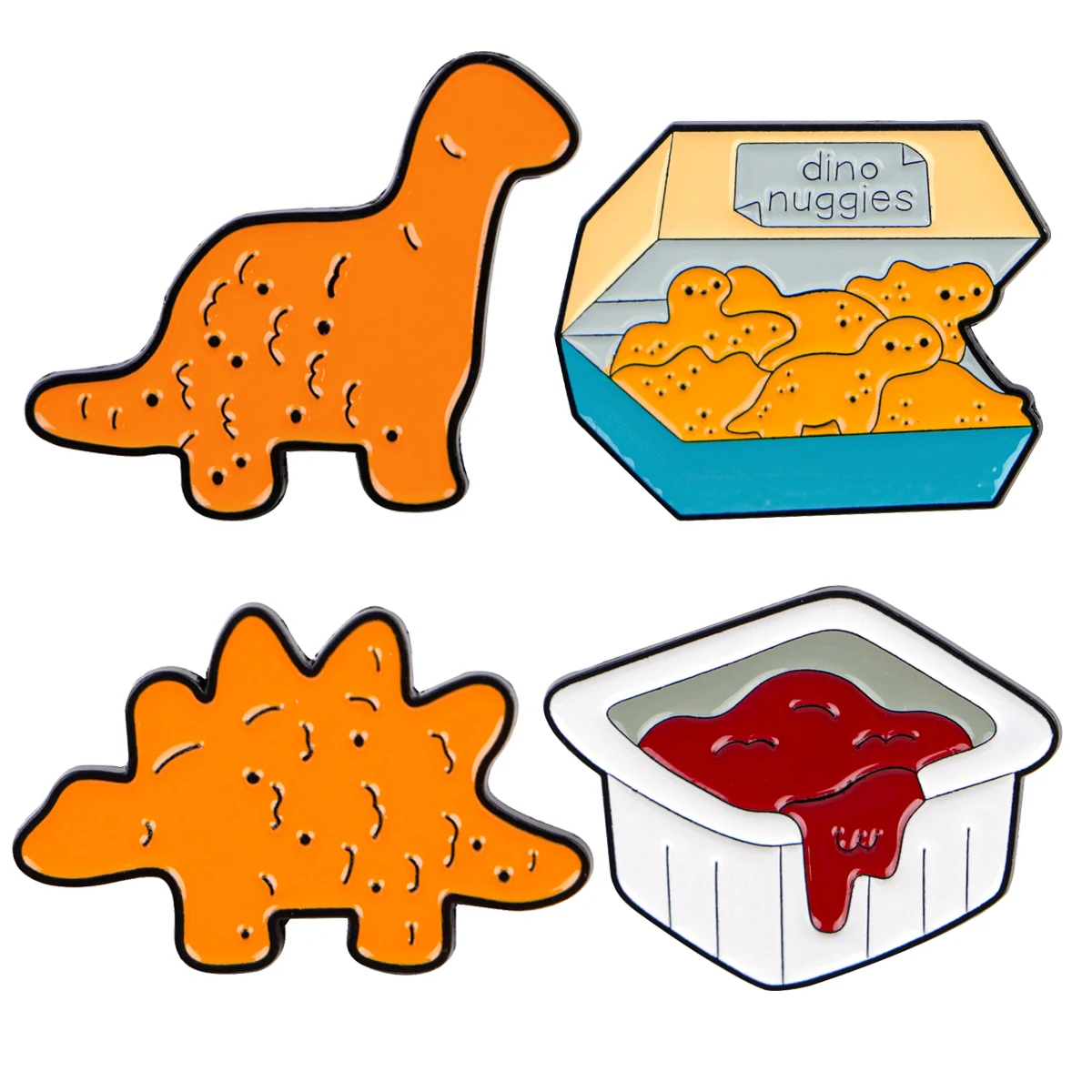 Dinosaurier Keks Emaille Pin Orange Broschen für Frauen Anstecknadeln Abzeichen auf Rucksack Zubehör Modeschmuck Geschenke für Freunde