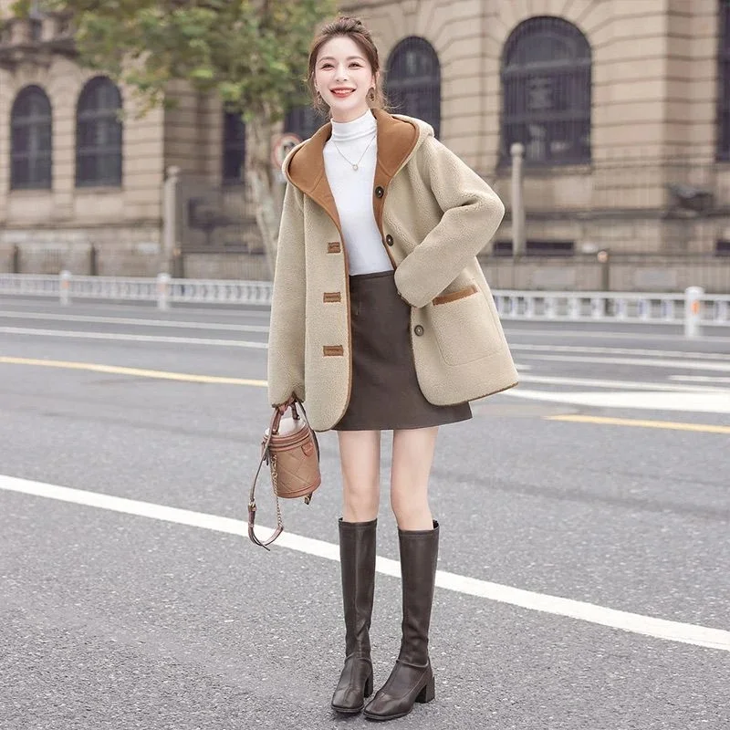 Casaco feminino casual com capuz longo Sve Color Blo Ele Faionable Casacos de inverno Fibra de poliéster Commute Sle