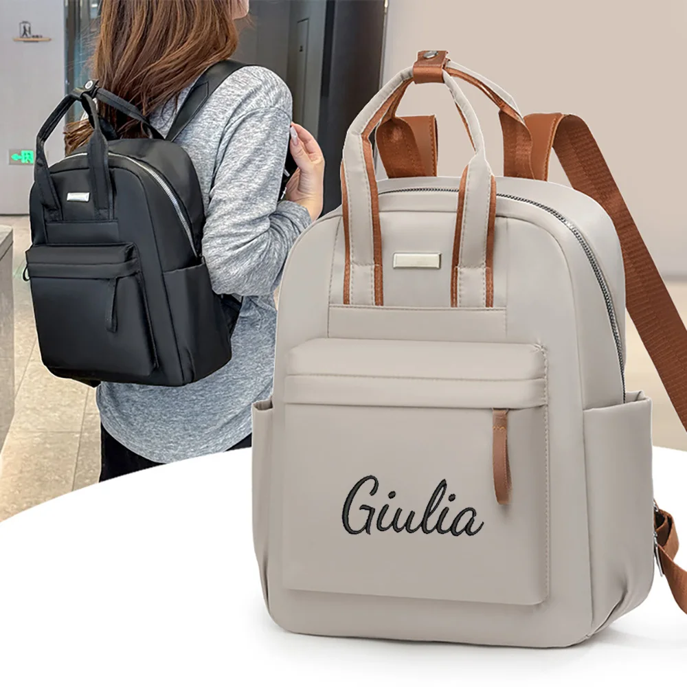 

Casual Customizable Embroidered Backpack, Large Capacity Storage Handheld Bag For Outdoor Use, Multifunctional Student Backpack