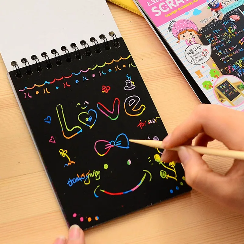 Children's Graffiti Scratch Notebook Interesting Funny Colorful Drawing Sctatch Note Spiral Notebook