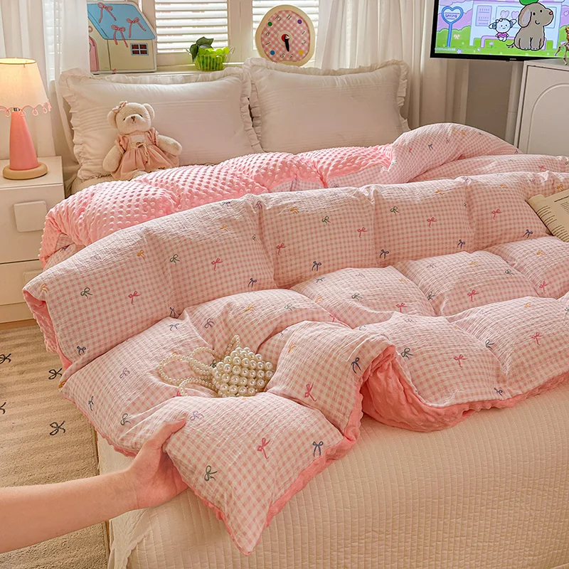 New Arrival Autumn Winter Crinkle Gauze Duvet Cover AB Reversible Two Sides Usable Down Quilt Cover