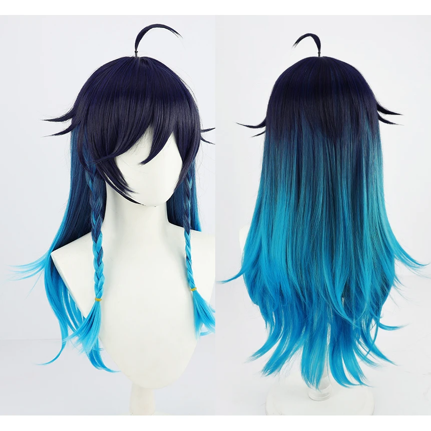 Peruca Cosplay Genshin Impact Mulher, Venti Feminina, Resistente ao Calor, Cabelo Sintético, Festa de Halloween, Perucas Femininas, Boné, 65cm de comprimento