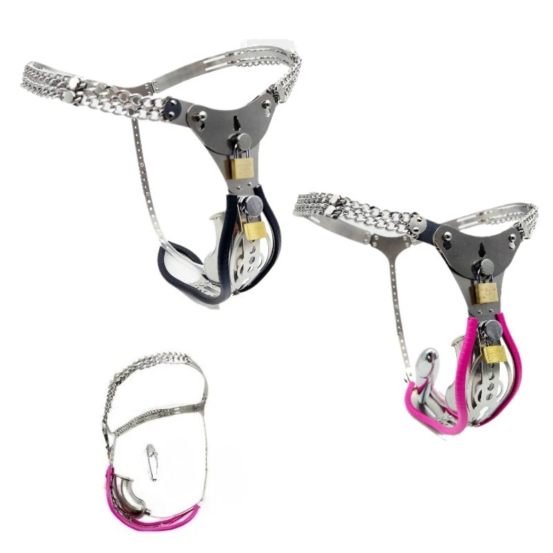 Stainless Steel 2.0 Chastity Cage Men's Breathable Metal Underwear with Anal Plug and Vaginal Plug BDSM Training Adult Sex Toy