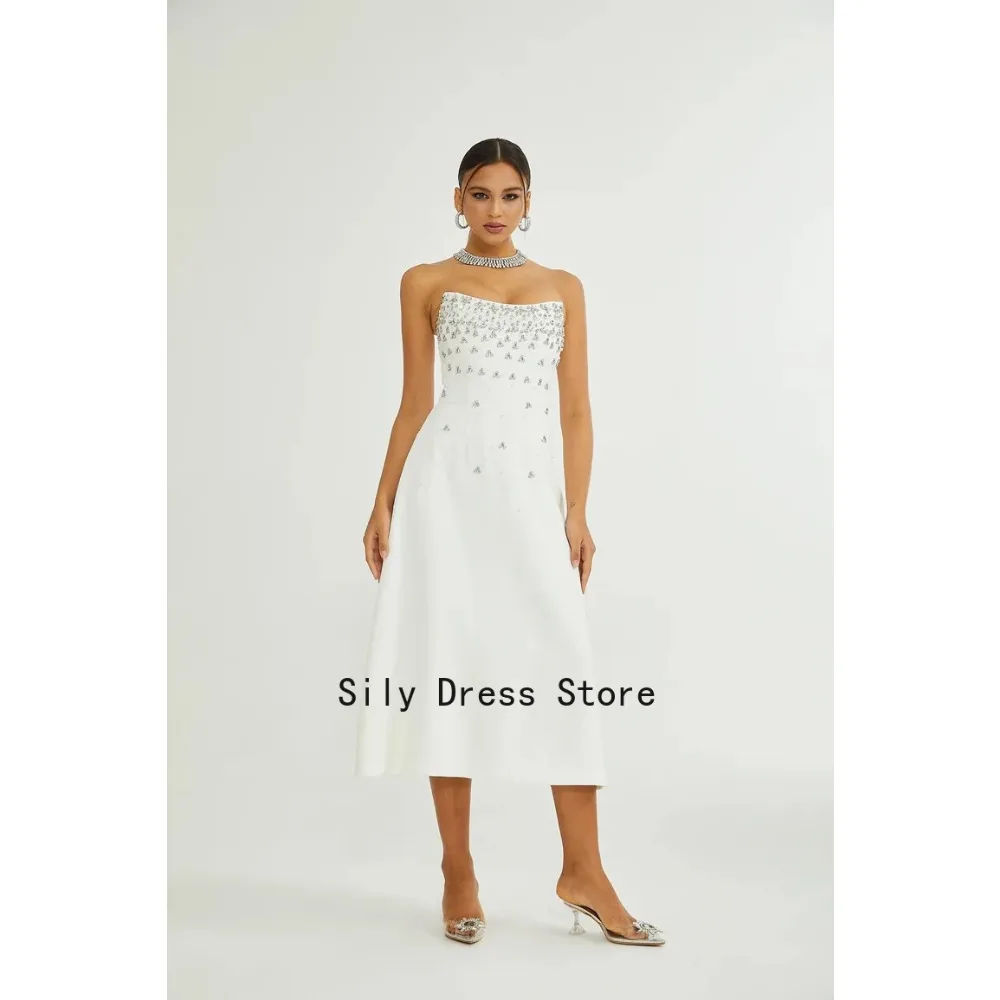 Customized Beaded Evening Dresses Embellished Luxury Party Dress Strapless Pleated Elegant Prom Gowns for Women 2026 Bespoke