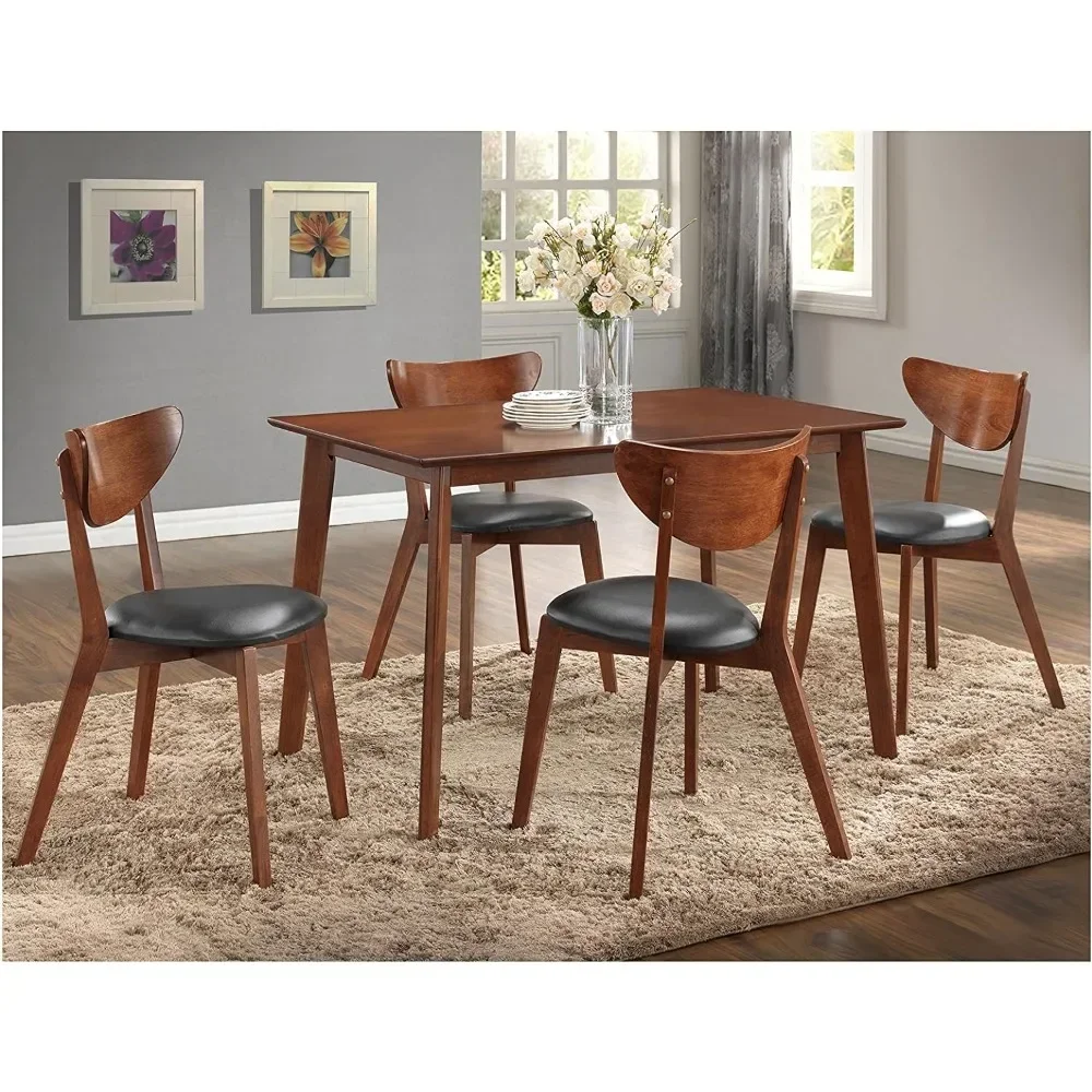 

Dining Table Set of 5, Brown and Black, 5-Piece, 47.13-inch W Dining Set