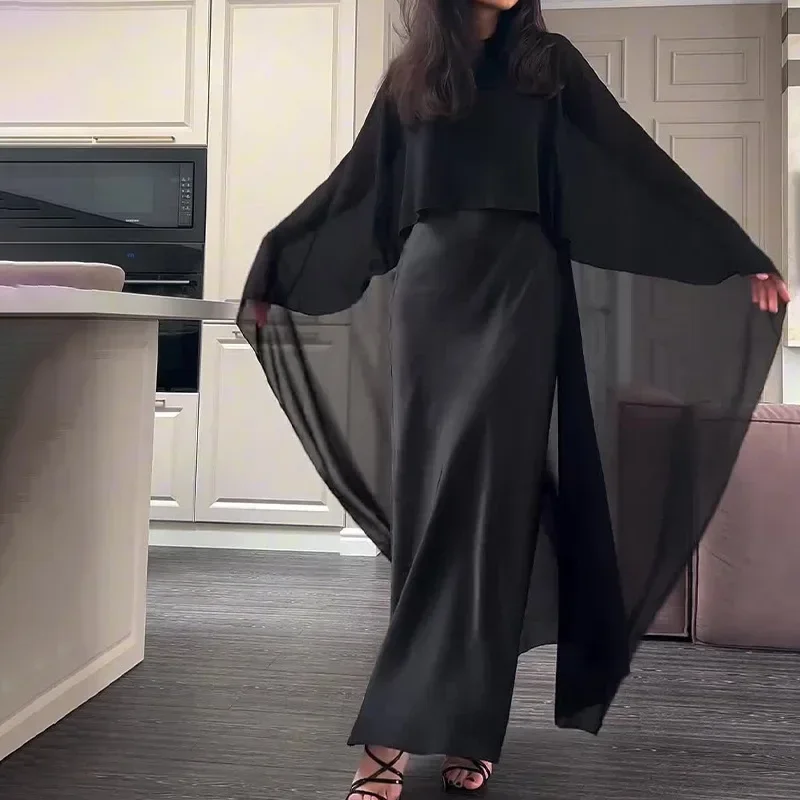 

2025 summer new women's clothing fashion casual long dress long yarn light dress shawl set D6059