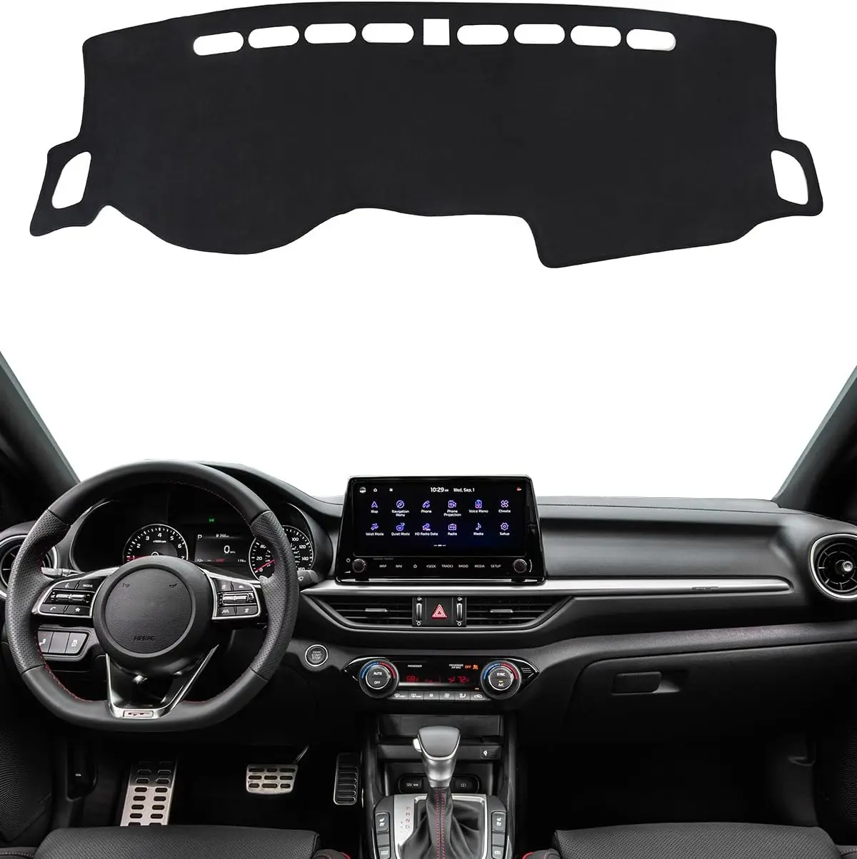Dash Cover for Kia Forte 2019-2024 FE LX LXS EX GT GT-Line Accessories Black Flannel Dashboard Cover Mat Car Dashboard UV Sun