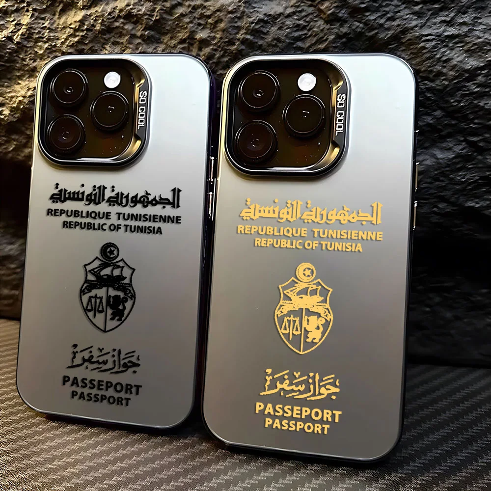 تونس جواز السفر جراب هاتف آيفون 17 16e 16 15 14 13 12 11 mini Pro Max X XR 8 7 Air Plus مكافحة سقوط ماتي الغطاء الخلفي #1