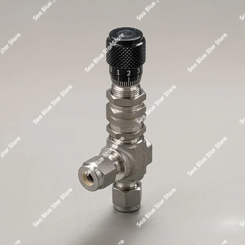 Double Card Sleeve Trimmer Valve, Black Vernier Handle Stainless Steel, Series Low Flow Control Valve