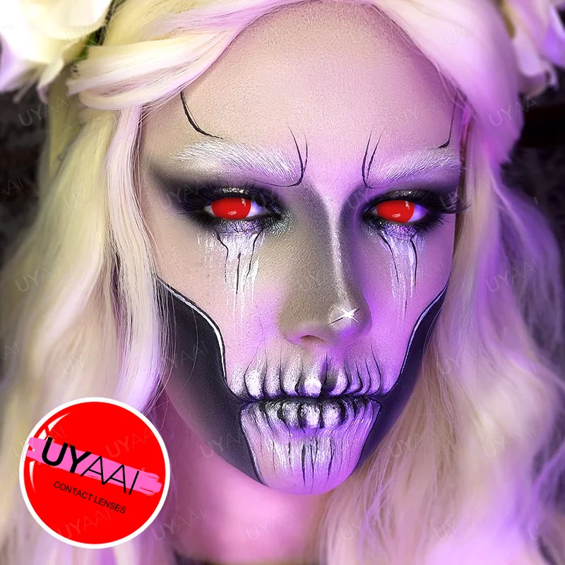 UYAAI Cosplay Color Contact Lenses for Eyes Anime Eye Lenses 1Pair White Black Red Lenses Contact Lenses White Series