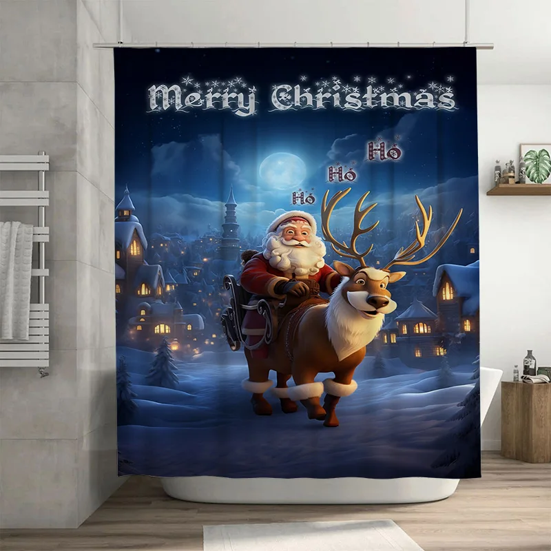

TuniuFestive Рождественский олень занавеска для ванны Санта-Клаус праздничный комплект занавесок для душа милый забавный декор с оленями домашний декор для ванной комнаты