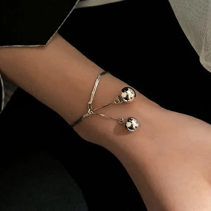 

PONYKISS 925 Sterling Silver Double Layered Chain Bell Charm Bracelets for Women Trendy Fine Jewelry Geometric Accessories