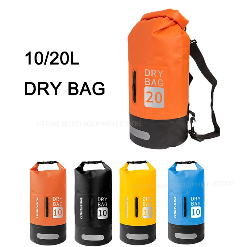 

10/20L Waterproof Dry Bag with Shoulder Strap Swimming Pack Rafting Kayaking River Trekking Floating Boating Dry Sacks PVC