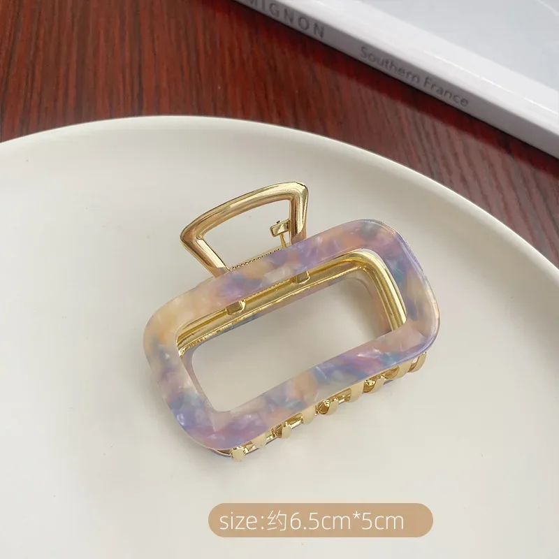 Small Size Square Hair Claws Colorful Elegant Acrylic Hairpins Barrette Crab Hair Clips Headwear for Women Girl Hair Accessories