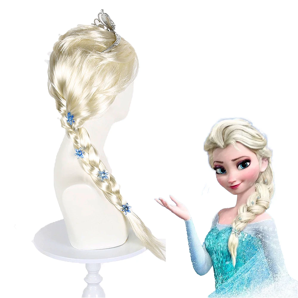 Frozen Elsa Cosplay peluca traje accesorios joyería coronas varitas guantes collares pendientes anillos guante invierno Halloween conjunto