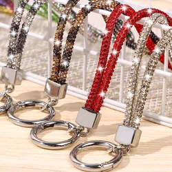 Glitter Bright Bling Bling Keychain Diamond Crystal Anti-lost Rope Chain Straps Rhinestone Phone Lanyard Hanging Cord