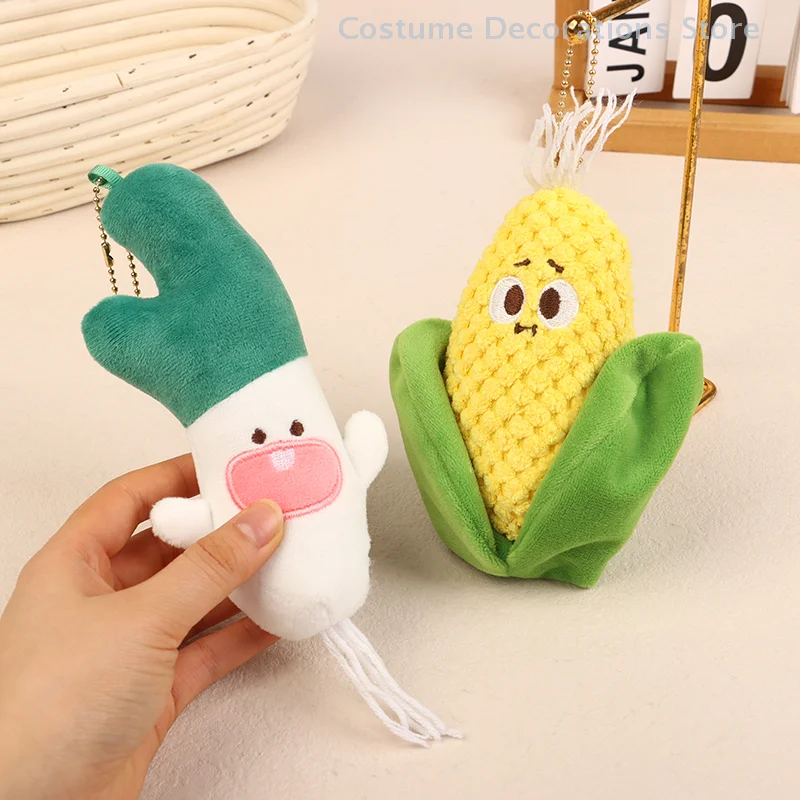 1 Piece Cartoon Plush Peeled Corn Doll Keychain Scallion Stuffed Toys Vegetable Gifts Cute Bag Pendant Schoolbag Accessories