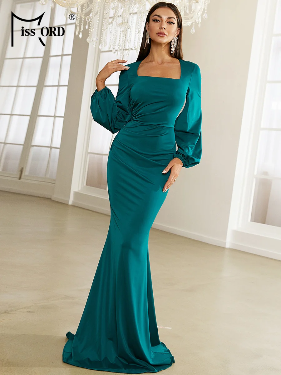 

Missord Summer New Solid Square Neck Mermaid Evening Gown Wedding Birthday Party Cocktail Banquet Graduation Maxi Dresses