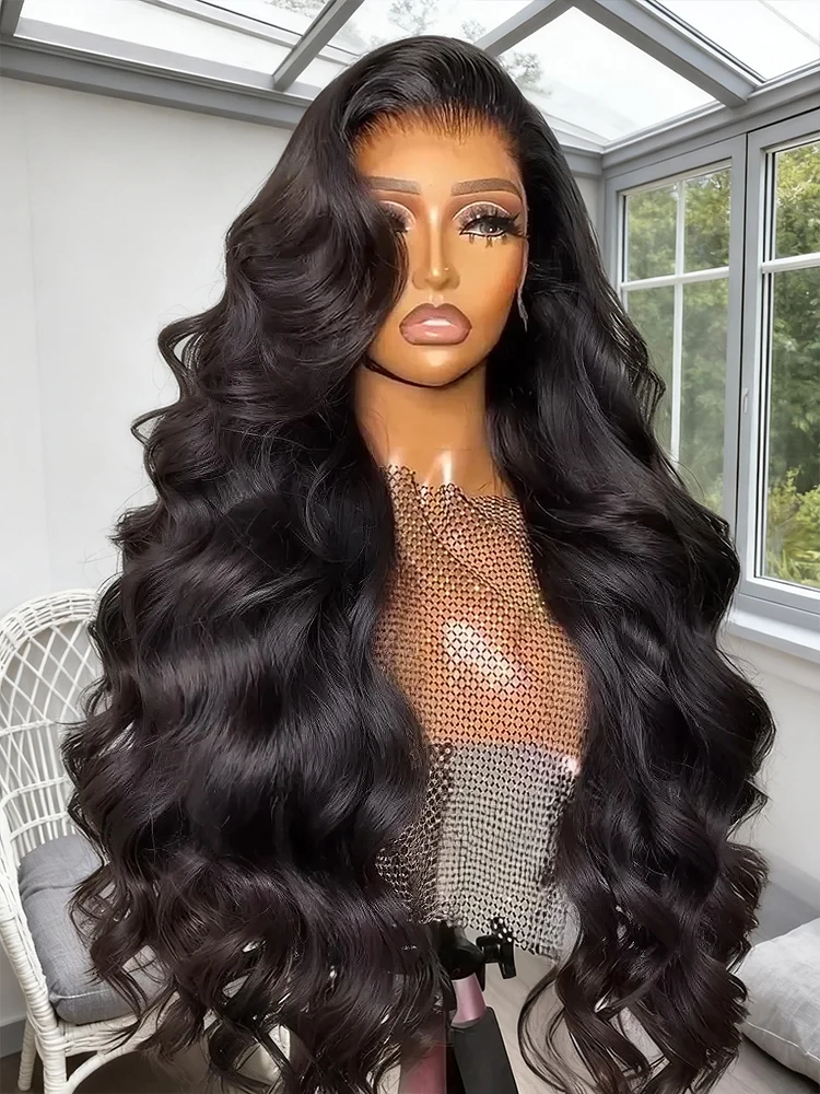 

30 40 Inch Body Wave 13x6 Transparent HD Lace Front Human Hair Wigs 200 Density 13x4 Natural Black Loose Wave Pre Plucked Lace Frontal Brazillian Wig For Black Women
