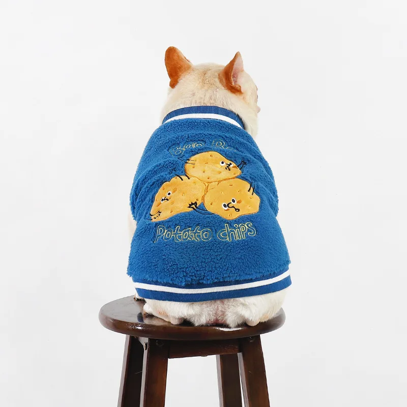 Winter New Splicing Padded Thickened Pet Casual Baseball Uniform Warm Dog Jacket French Bulldog Schnauzer Small Dog Clothes