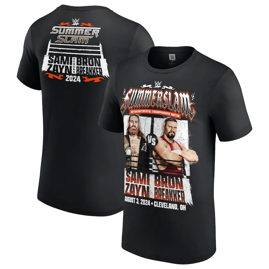 Men's Black SummerSlam 2024 Sami Zayn vs. Bron Breakker Match T-Shirt