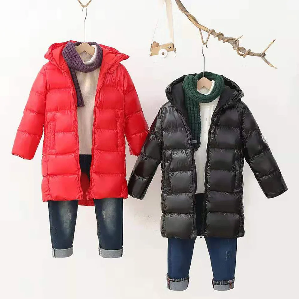 Parkas Black/Red Color Down & 3-12 Winter Kids Girls Outerwear Casual Girl Warm Hooded Parkas Windproof Jacket For Girls Coats