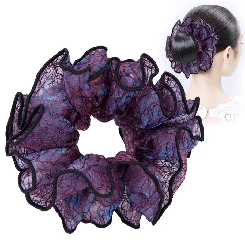 

Korean Fabric Tie Elastic Accessories Women Updo Ponytail Flower Ornament Wide Silk Band Hair Rope