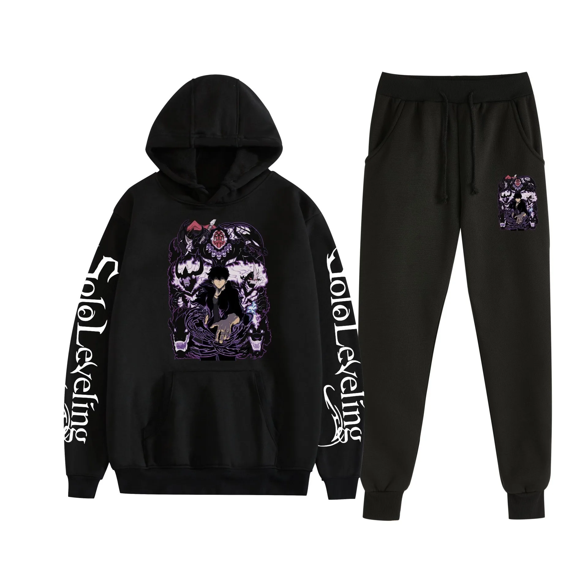 Solo Leveling Hoodies Set Merch New Women Men Fashion Casual Streetwear PULLOVER Hoodies Pants Two-Piece Set Outfit