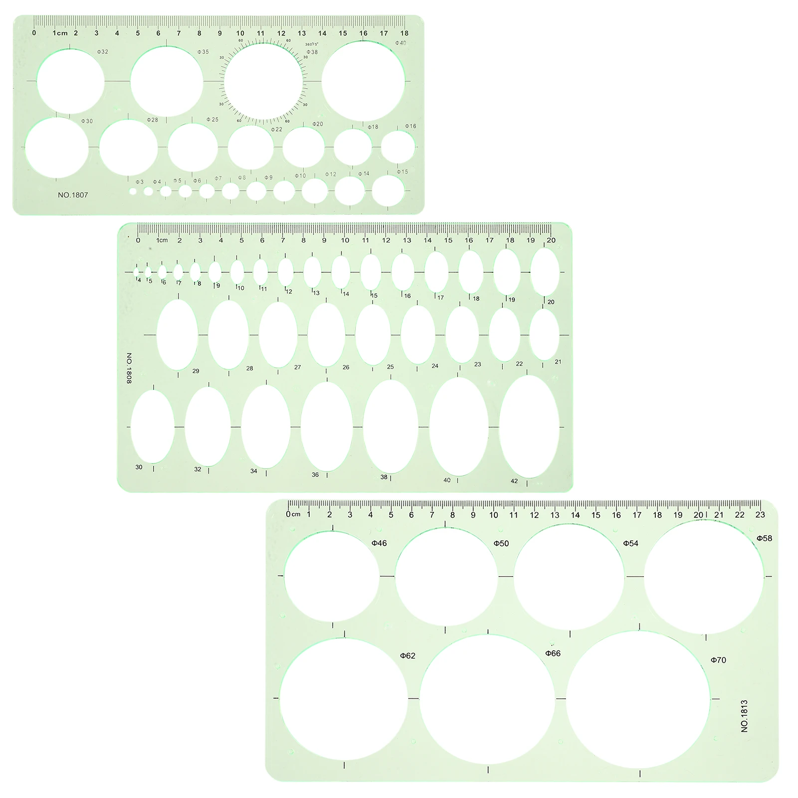 3pcs Drawing Template Geometric Shapes Stencils Plastic DIY Hollow Out Students Drafting Ruler Lightweight Safe Material Indoor