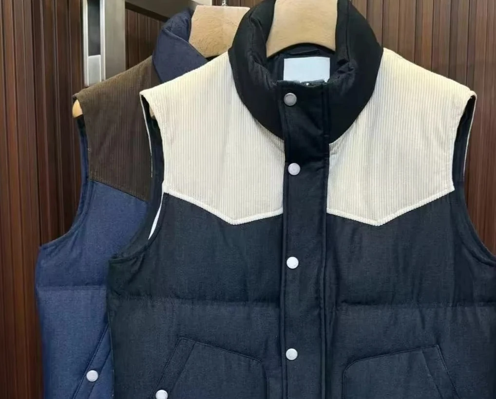 Italy BC old money style men's stand-up collar business casual contrasting color down vest