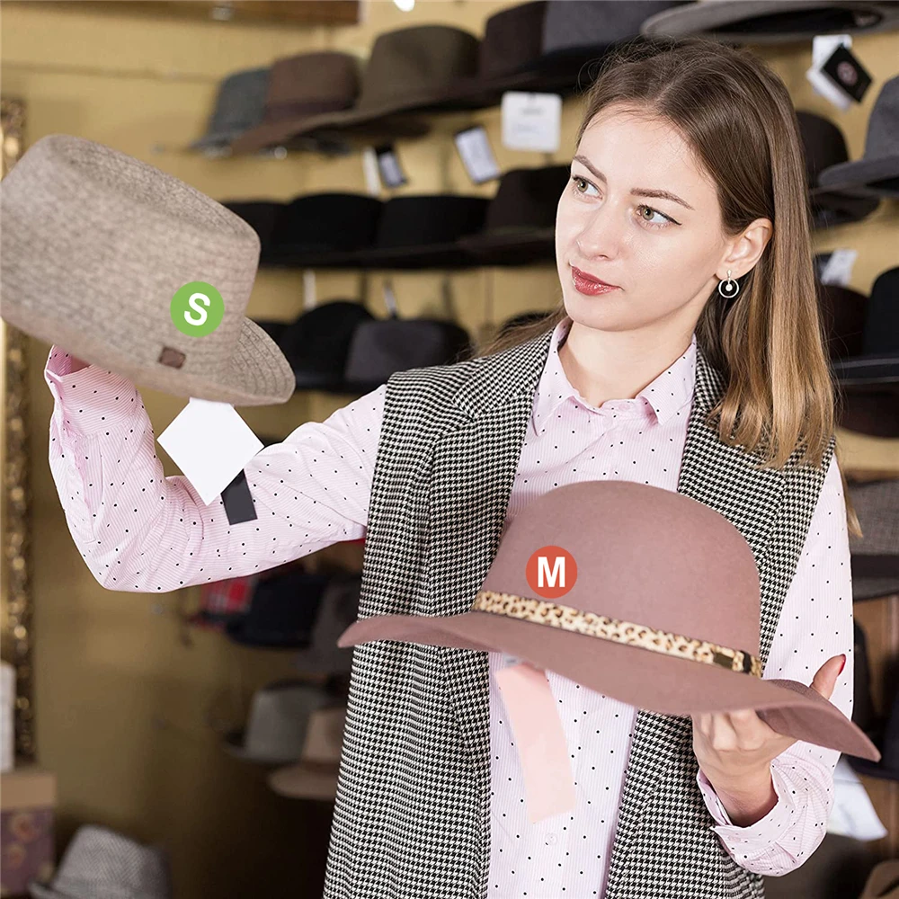 500Pcs/ม้วนรอบขนาดสติกเกอร์ป้ายกาว7ขนาด XS S M L XL XXL XXXL เสื้อผ้าหมวก Habiliment ที่มีสีสันป้ายขนาด