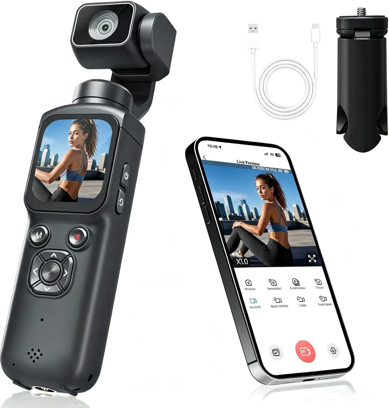 4K Pocket Camera for YouTube 75MP Vlogging Camera with 330° Rotating Lens PDAF AutofocusFace Tracking Camera for Daily Recording