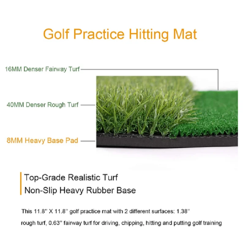 Golf Chipping Net Dual Turf Hitting Mat With Rubber Tee Combo 3-Target Hole Practice Training Aid with 6 Training Balls