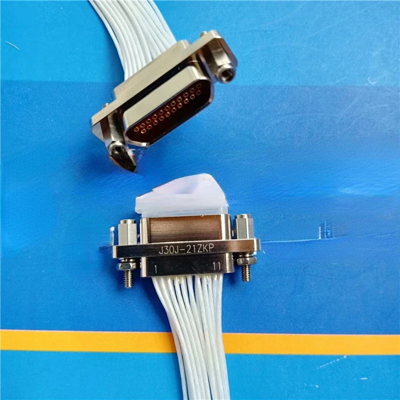1 Adet J30J Dikdörtgen Konnektör J30J-21ZKP-30CM Havacılık Soketi 21 Çekirdekli