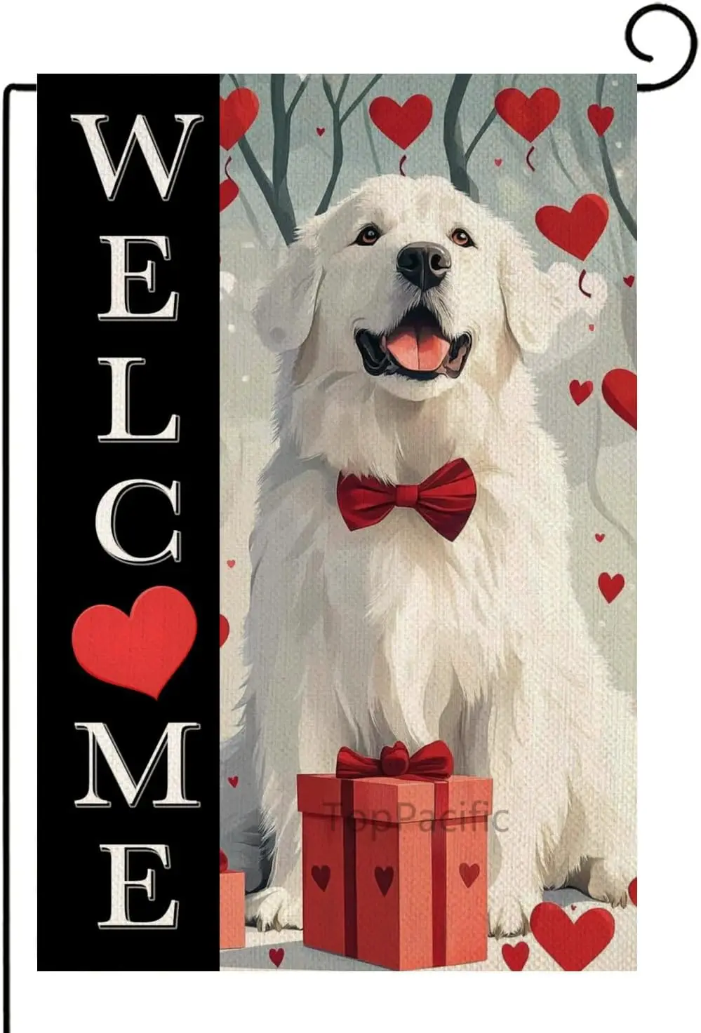 Valentines Day Great Pyrenees Garden Flag 12x18 Inch Double Sided Love Heart Small Seasonal Valentine's Day Flag Yard Ou XAA SSL