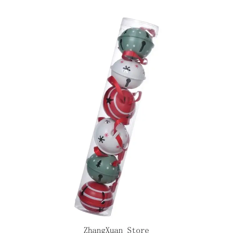 6er-Set Weihnachtsglocken aus Metall mit Bändern für die saisonale Baumpräsentation 3XUF – Detail 9