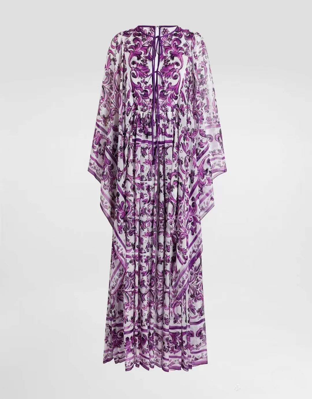 パープルフローラプリント V ネックドレス女性の夏のエレガントなヴィンテージシック Vestidos ボディコンハイウエストシックな布女性