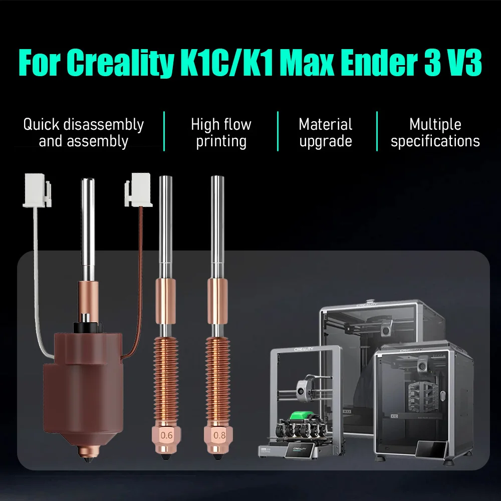 For Creality K1C k1 Max Hotend Noozle Ceramic Heating Block Kit New Version Quick-Swap Hotend Set 3D Printer Parts