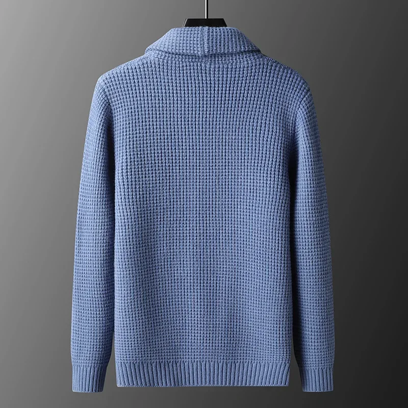 Men's Knitted Sweater Autumn And Winter Lapel Cardigan Korean Version Slim-fit Youth Business Leisure