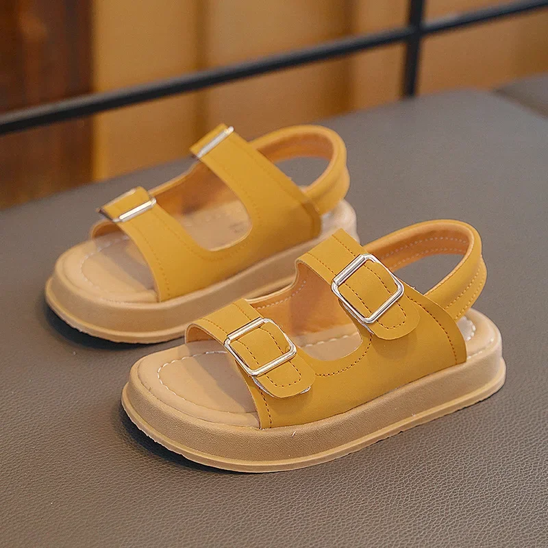 

Kids Sandal 2024 Summer Girls School Causal Sandals Fashion Thick Bottom Children's Open-toe Cut-outs Beach Sandals Hook Loop