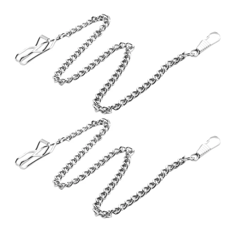 2Pcs Metal Vintage Pocket Watch Chains Cowboy Style Wallet Chain for Mens Trousers Pants Clothing Decorative Watch Accessory