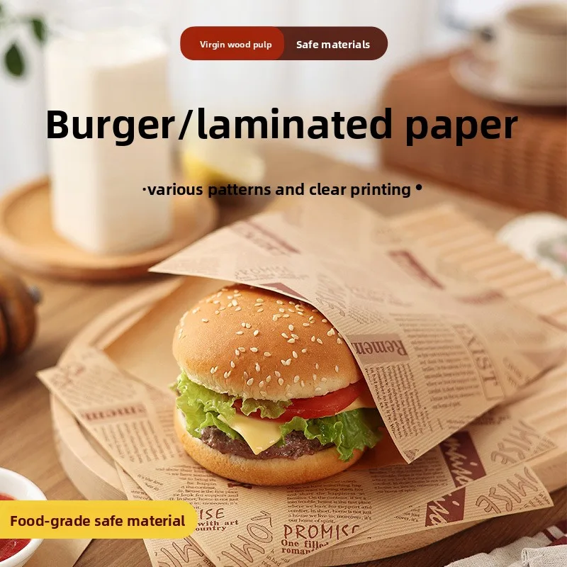 

Food Grade Sandwich Wrapping Paper Hamburger Coated Paper Toast Bag Double Layer Non-Folding Baking Packaging