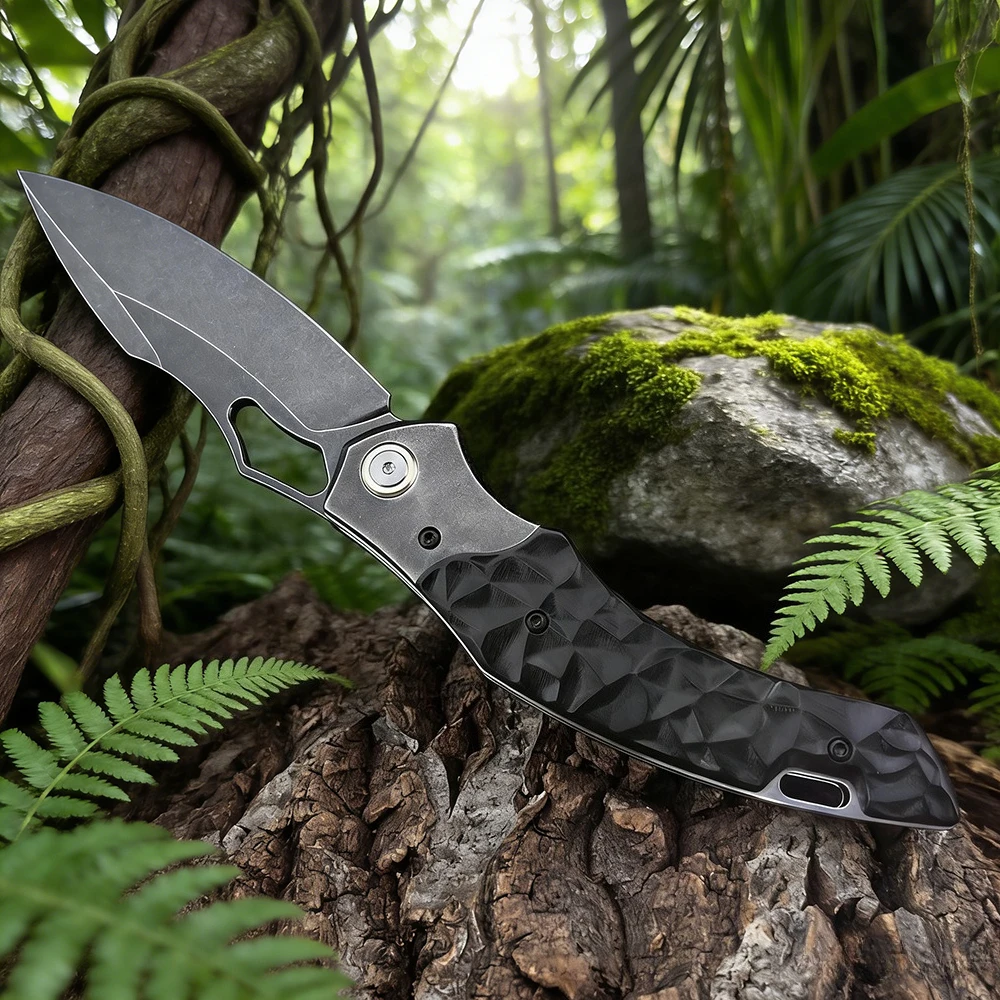 

Outdoor D2 Blade Folding Blade Knife High Hardness Camping Essentials Wooden Handle Wilderness Survival Jungle Rescue EDC Knife