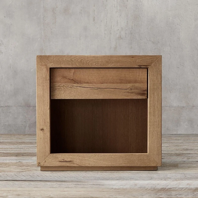 

Italian minimalist solid wood bedside table, Nordic modern edge few American rural retro corner few